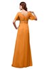 ColsBM Alaia Orange Modest Short Sleeve Chiffon Floor Length Beading Bridesmaid Dresses