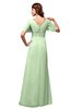 ColsBM Alaia Pale Green Modest Short Sleeve Chiffon Floor Length Beading Bridesmaid Dresses