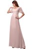 ColsBM Alaia Pastel Pink Modest Short Sleeve Chiffon Floor Length Beading Bridesmaid Dresses