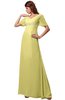 ColsBM Alaia Pastel Yellow Modest Short Sleeve Chiffon Floor Length Beading Bridesmaid Dresses
