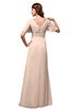 ColsBM Alaia Peach Puree Modest Short Sleeve Chiffon Floor Length Beading Bridesmaid Dresses