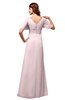 ColsBM Alaia Petal Pink Modest Short Sleeve Chiffon Floor Length Beading Bridesmaid Dresses
