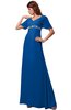 ColsBM Alaia Royal Blue Modest Short Sleeve Chiffon Floor Length Beading Bridesmaid Dresses
