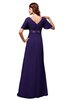 ColsBM Alaia Royal Purple Modest Short Sleeve Chiffon Floor Length Beading Bridesmaid Dresses
