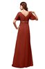 ColsBM Alaia Rust Modest Short Sleeve Chiffon Floor Length Beading Bridesmaid Dresses