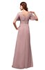 ColsBM Alaia Silver Pink Modest Short Sleeve Chiffon Floor Length Beading Bridesmaid Dresses