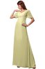 ColsBM Alaia Soft Yellow Modest Short Sleeve Chiffon Floor Length Beading Bridesmaid Dresses