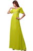 ColsBM Alaia Sulphur Spring Modest Short Sleeve Chiffon Floor Length Beading Bridesmaid Dresses