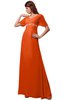 ColsBM Alaia Tangerine Modest Short Sleeve Chiffon Floor Length Beading Bridesmaid Dresses