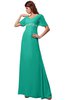 ColsBM Alaia Viridian Green Modest Short Sleeve Chiffon Floor Length Beading Bridesmaid Dresses