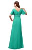 ColsBM Alaia Viridian Green Modest Short Sleeve Chiffon Floor Length Beading Bridesmaid Dresses