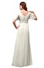 ColsBM Alaia Whisper White Modest Short Sleeve Chiffon Floor Length Beading Bridesmaid Dresses