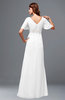 ColsBM Alaia White Modest Short Sleeve Chiffon Floor Length Beading Bridesmaid Dresses