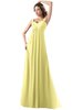 ColsBM Diana Pastel Yellow Modest Empire Thick Straps Zipper Floor Length Ruching Prom Dresses