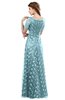 ColsBM Megan Aqua Gorgeous Column Scalloped Edge Short Sleeve Floor Length Lace Bridesmaid Dresses