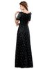 ColsBM Megan Black Gorgeous Column Scalloped Edge Short Sleeve Floor Length Lace Bridesmaid Dresses