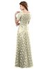 ColsBM Megan Bleached Sand Gorgeous Column Scalloped Edge Short Sleeve Floor Length Lace Bridesmaid Dresses