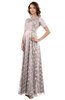 ColsBM Megan Blush Gorgeous Column Scalloped Edge Short Sleeve Floor Length Lace Bridesmaid Dresses