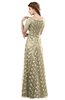ColsBM Megan Champagne Gorgeous Column Scalloped Edge Short Sleeve Floor Length Lace Bridesmaid Dresses