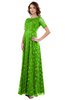 ColsBM Megan Classic Green Gorgeous Column Scalloped Edge Short Sleeve Floor Length Lace Bridesmaid Dresses