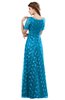 ColsBM Megan Cornflower Blue Gorgeous Column Scalloped Edge Short Sleeve Floor Length Lace Bridesmaid Dresses