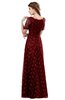 ColsBM Megan Dark Red Gorgeous Column Scalloped Edge Short Sleeve Floor Length Lace Bridesmaid Dresses