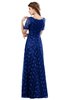 ColsBM Megan Electric Blue Gorgeous Column Scalloped Edge Short Sleeve Floor Length Lace Bridesmaid Dresses