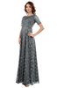 ColsBM Megan Frost Grey Gorgeous Column Scalloped Edge Short Sleeve Floor Length Lace Bridesmaid Dresses
