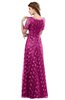 ColsBM Megan Hot Pink Gorgeous Column Scalloped Edge Short Sleeve Floor Length Lace Bridesmaid Dresses