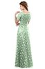 ColsBM Megan Light Green Gorgeous Column Scalloped Edge Short Sleeve Floor Length Lace Bridesmaid Dresses