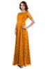 ColsBM Megan Orange Gorgeous Column Scalloped Edge Short Sleeve Floor Length Lace Bridesmaid Dresses