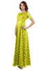 ColsBM Megan Pale Yellow Gorgeous Column Scalloped Edge Short Sleeve Floor Length Lace Bridesmaid Dresses
