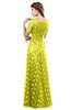 ColsBM Megan Pale Yellow Gorgeous Column Scalloped Edge Short Sleeve Floor Length Lace Bridesmaid Dresses