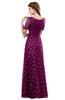 ColsBM Megan Raspberry Gorgeous Column Scalloped Edge Short Sleeve Floor Length Lace Bridesmaid Dresses