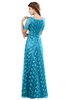 ColsBM Megan River Blue Gorgeous Column Scalloped Edge Short Sleeve Floor Length Lace Bridesmaid Dresses