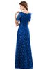 ColsBM Megan Royal Blue Gorgeous Column Scalloped Edge Short Sleeve Floor Length Lace Bridesmaid Dresses