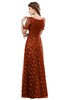 ColsBM Megan Rust Gorgeous Column Scalloped Edge Short Sleeve Floor Length Lace Bridesmaid Dresses