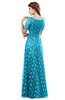 ColsBM Megan Turquoise Gorgeous Column Scalloped Edge Short Sleeve Floor Length Lace Bridesmaid Dresses