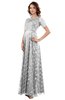 ColsBM Megan White Gorgeous Column Scalloped Edge Short Sleeve Floor Length Lace Bridesmaid Dresses
