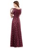 ColsBM Megan Wine Gorgeous Column Scalloped Edge Short Sleeve Floor Length Lace Bridesmaid Dresses