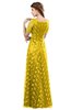 ColsBM Megan Yellow Gorgeous Column Scalloped Edge Short Sleeve Floor Length Lace Bridesmaid Dresses