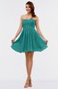 ColsBM Amani Emerald Green Simple Sleeveless Zip up Short Ruching Party Dresses