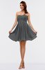 ColsBM Amani Grey Simple Sleeveless Zip up Short Ruching Party Dresses