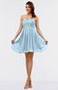 ColsBM Amani Ice Blue Simple Sleeveless Zip up Short Ruching Party Dresses