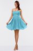 ColsBM Amani Light Blue Simple Sleeveless Zip up Short Ruching Party Dresses