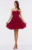 ColsBM Amani Maroon Simple Sleeveless Zip up Short Ruching Party Dresses