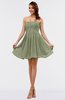ColsBM Amani Moss Green Simple Sleeveless Zip up Short Ruching Party Dresses