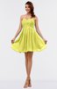 ColsBM Amani Pale Yellow Simple Sleeveless Zip up Short Ruching Party Dresses
