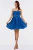 ColsBM Amani Royal Blue Simple Sleeveless Zip up Short Ruching Party Dresses