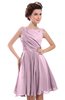 ColsBM Courtney Baby Pink Modest A-line Bateau Sleeveless Zip up Ruching Homecoming Dresses
